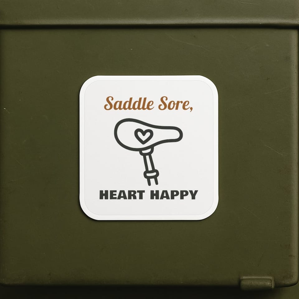 Saddle Sore, Heart Happy sticker, White