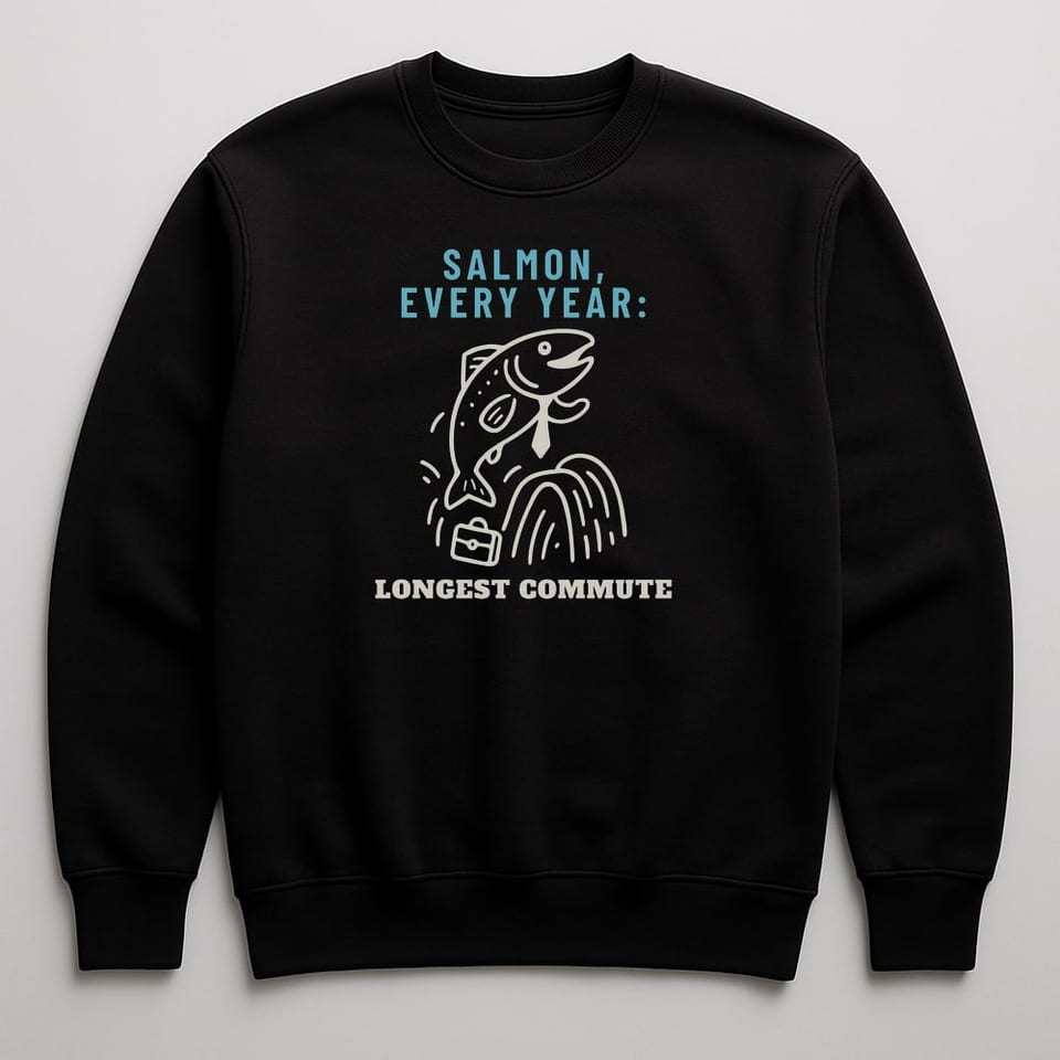 Salmon: Longest Commute sweatshirt, Black