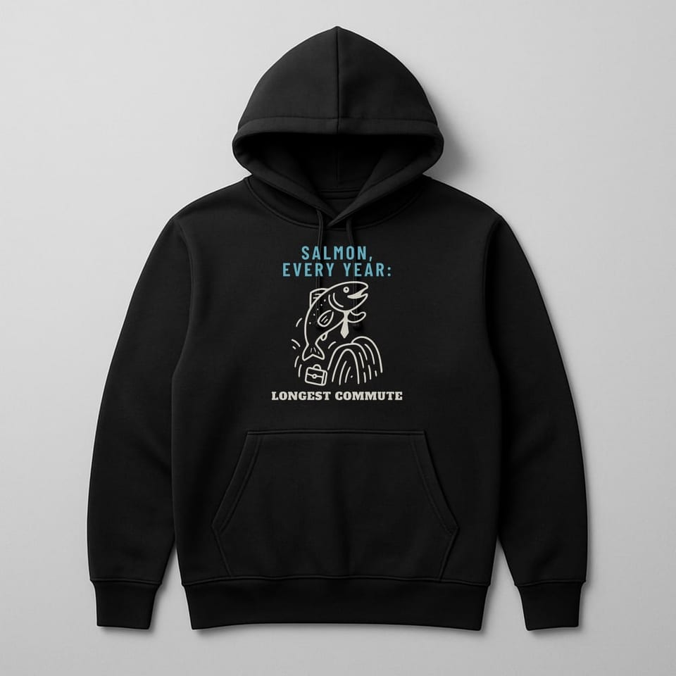 Salmon: Longest Commute hoodie, Black