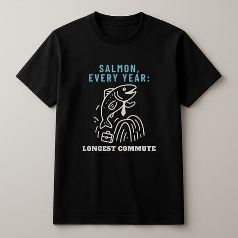 Salmon: Longest Commute tee, Black