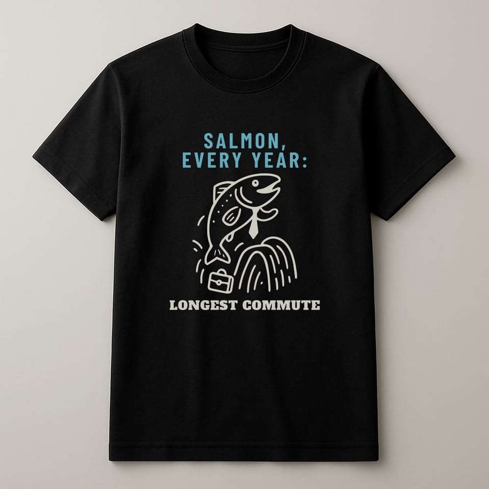 Salmon: Longest Commute tee, Black