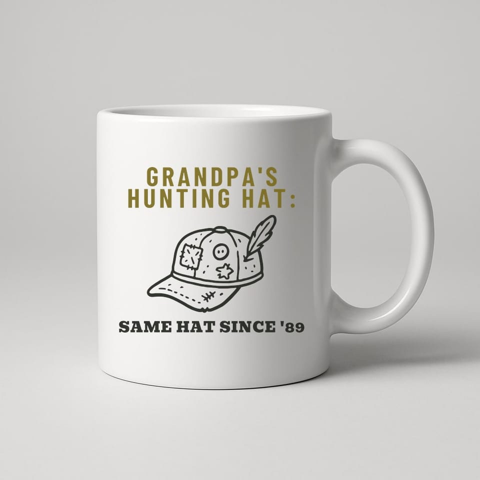 Same Hat Since '89 mug, White