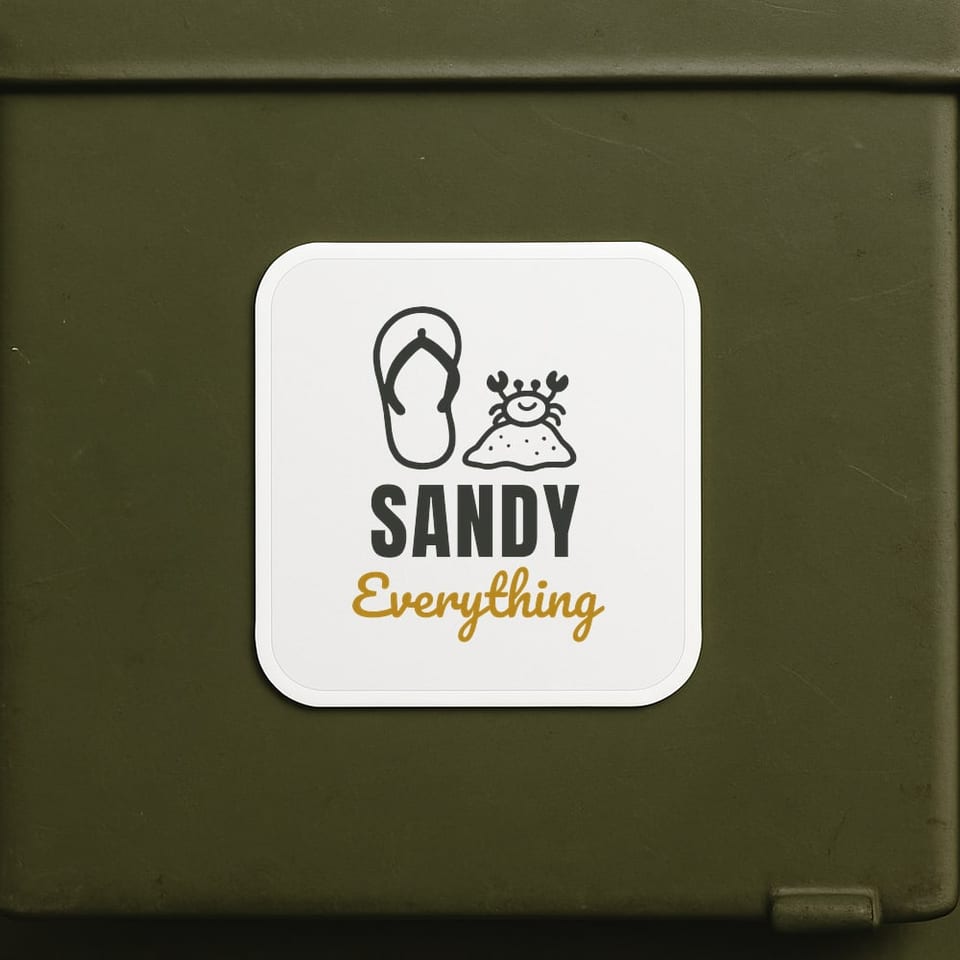 Sandy Everything sticker, White