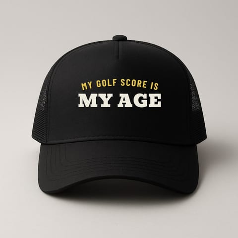 My Golf Score Is Really My Age trucker hat, Black