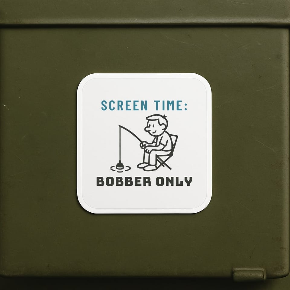 Screen Time: Bobber Only sticker, White