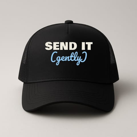 Send It (Gently) trucker hat, Black