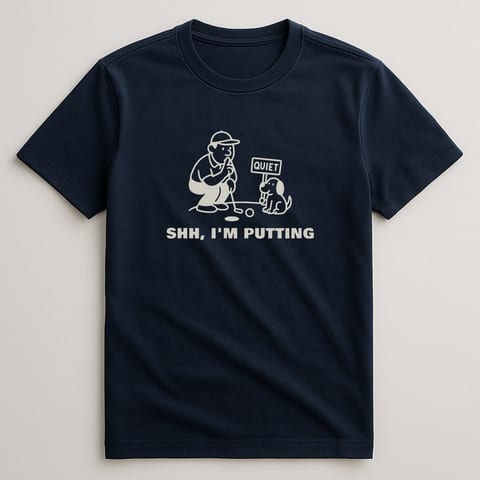 Shh, I'm Putting tee, Navy