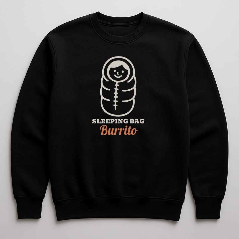 Sleeping Bag Burrito sweatshirt, Black