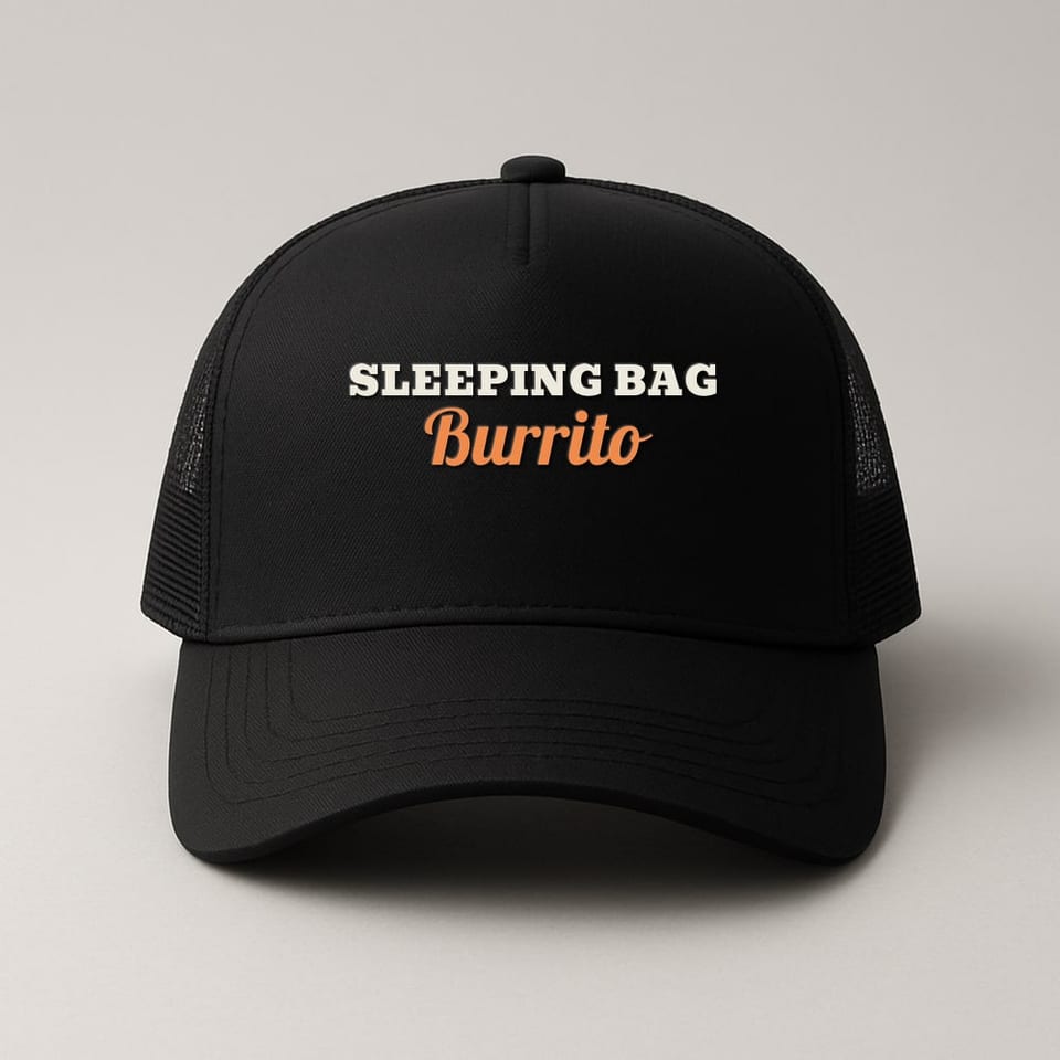 Sleeping Bag Burrito trucker hat, Black