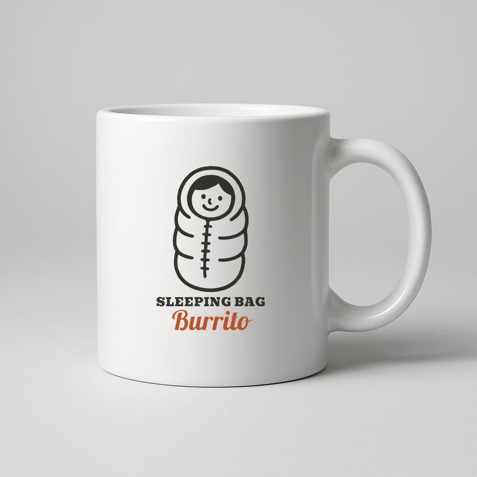 Sleeping Bag Burrito mug, White
