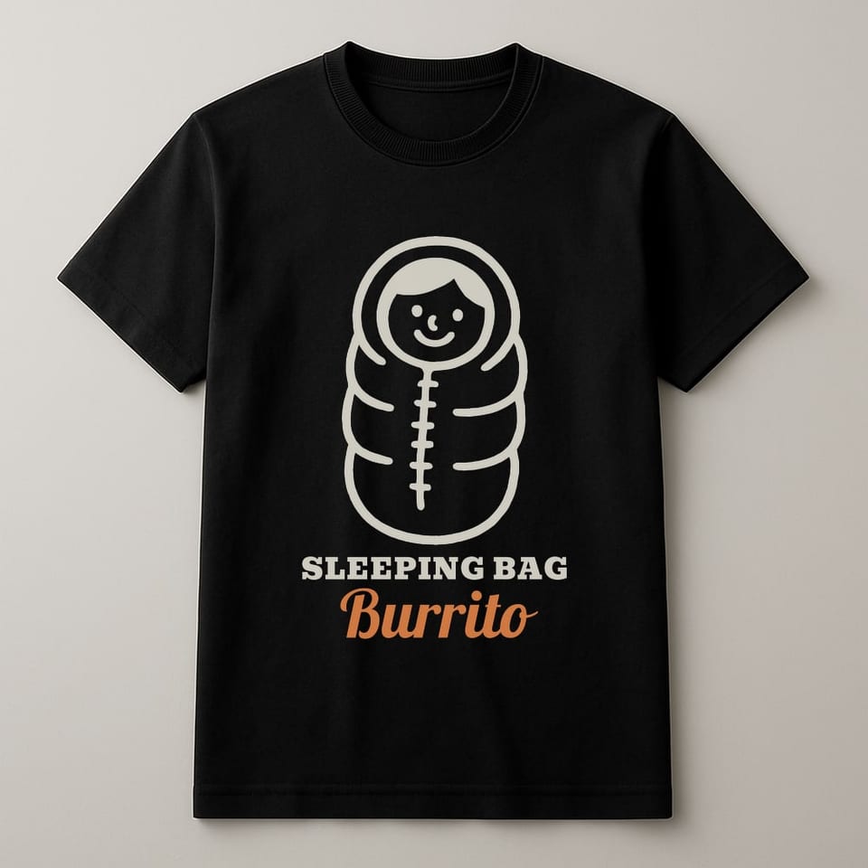 Sleeping Bag Burrito tee, Black