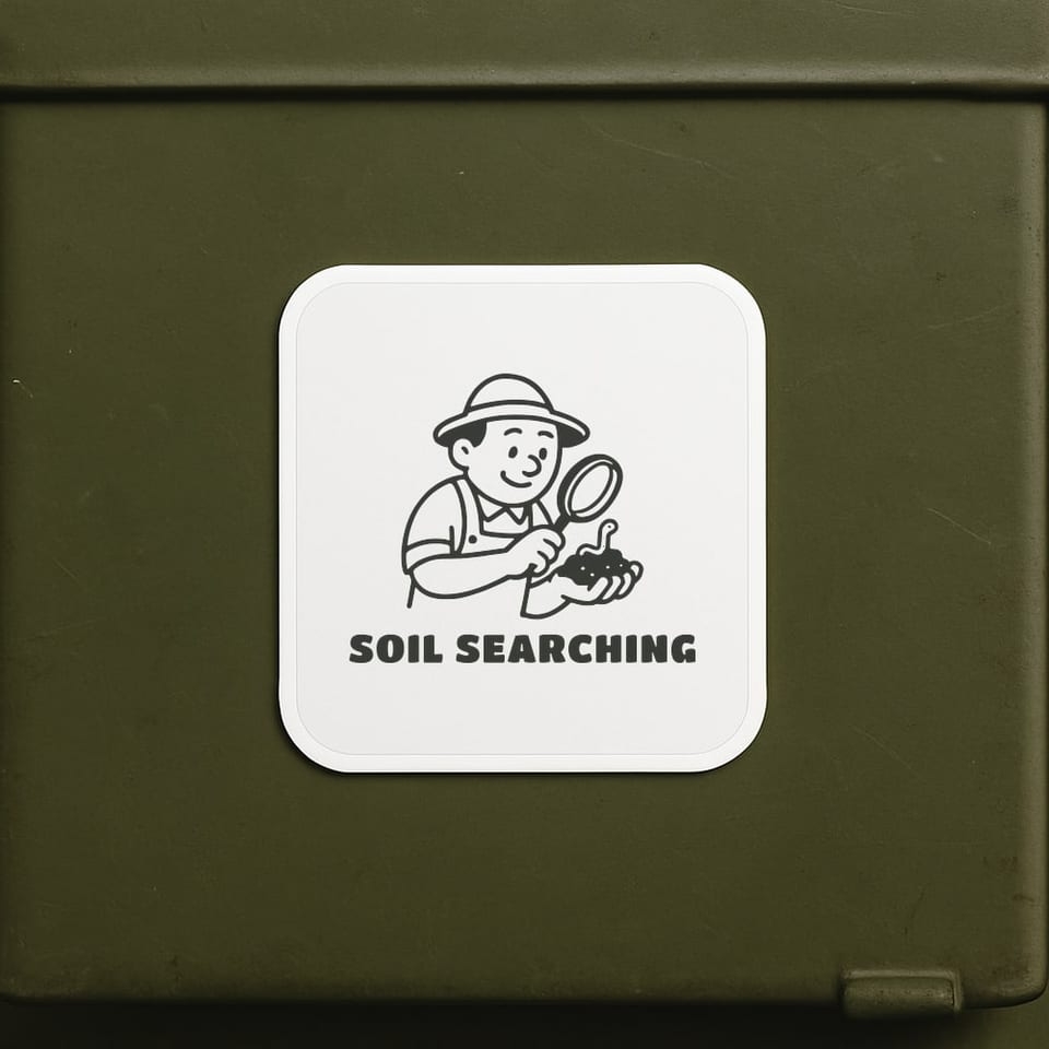 Soil Searching sticker, White