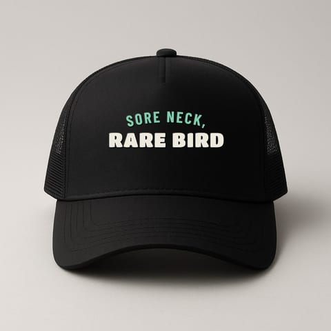 Sore Neck, Rare Bird trucker hat, Black