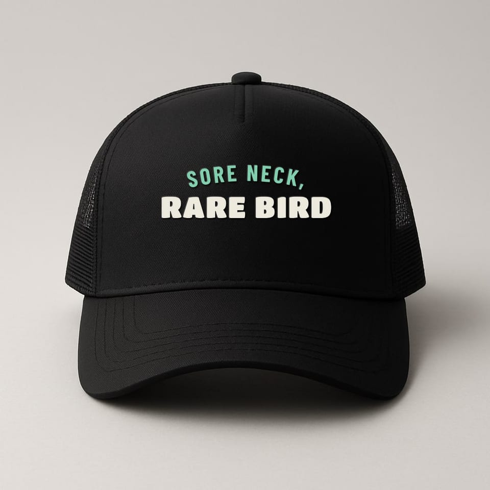 Sore Neck, Rare Bird trucker hat, Black