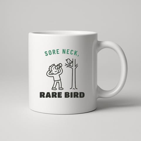 Sore Neck, Rare Bird mug, White