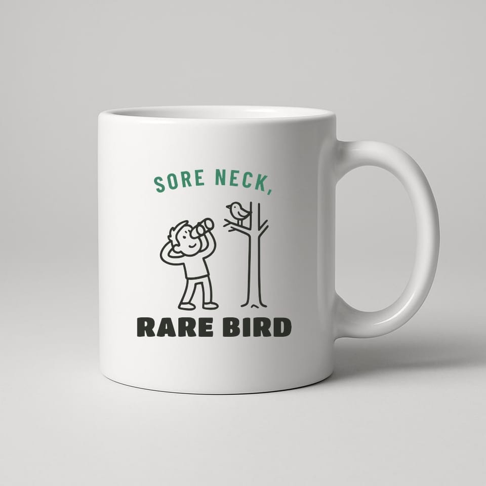 Sore Neck, Rare Bird mug, White