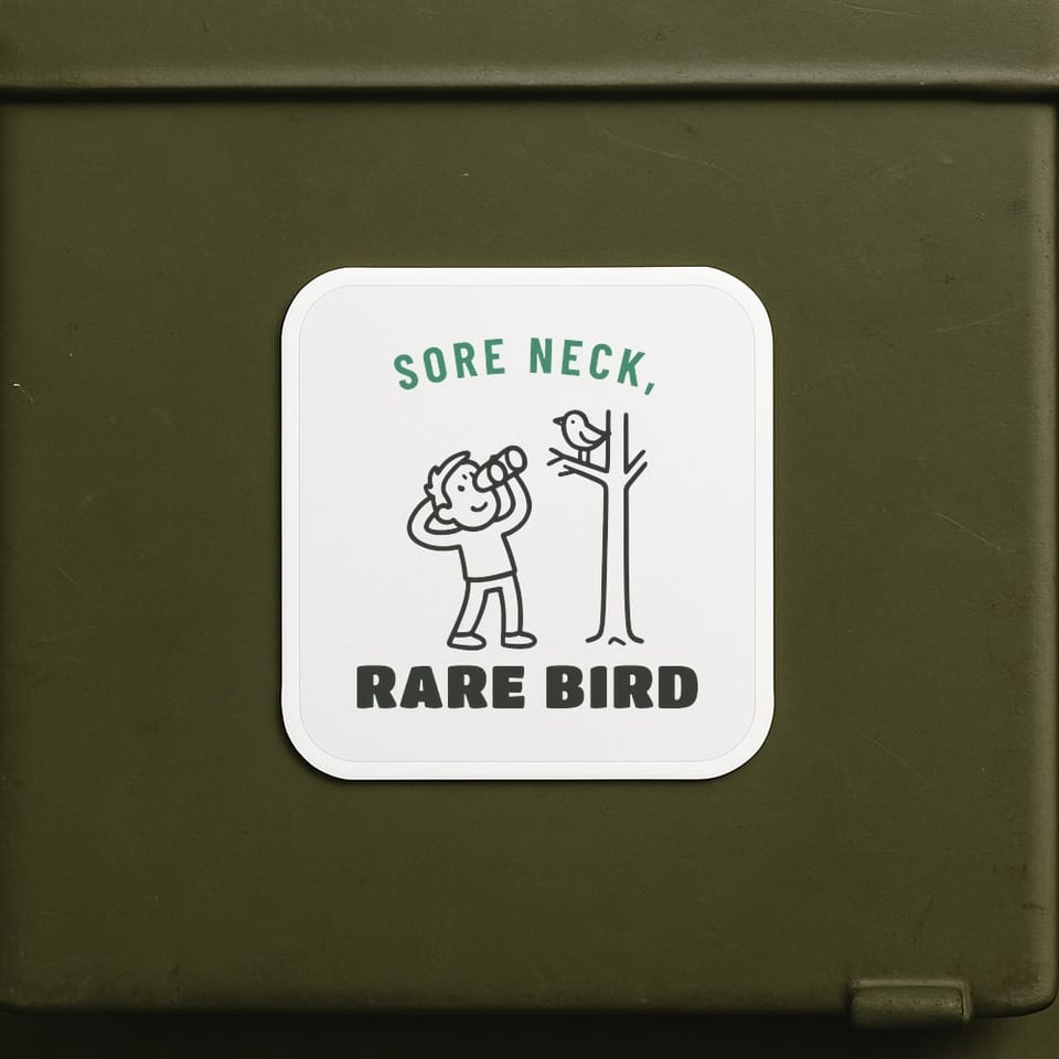 Sore Neck, Rare Bird sticker, White