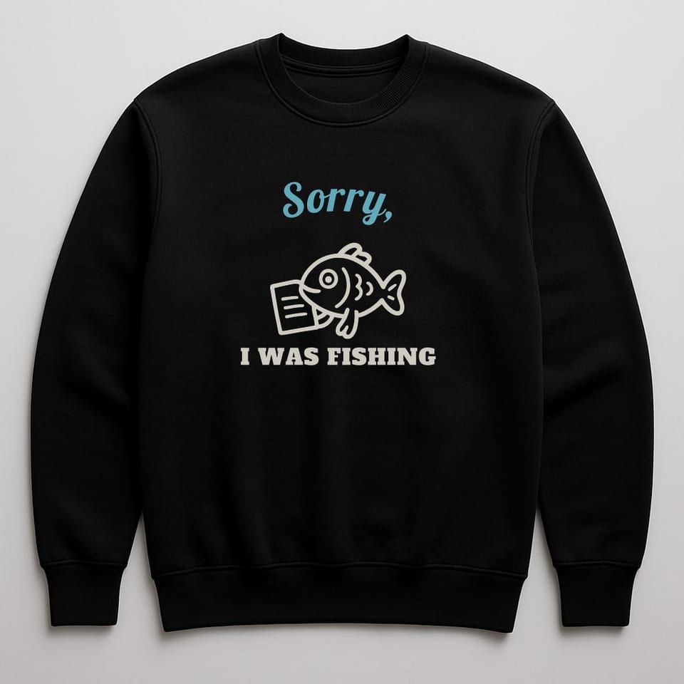 Sorry, I Was Fishing sweatshirt, Black