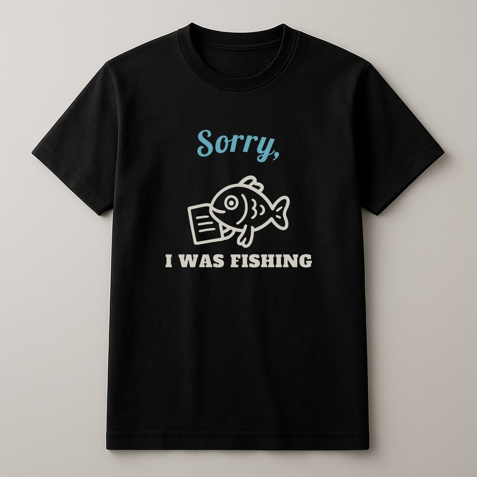 Sorry, I Was Fishing tee, Black