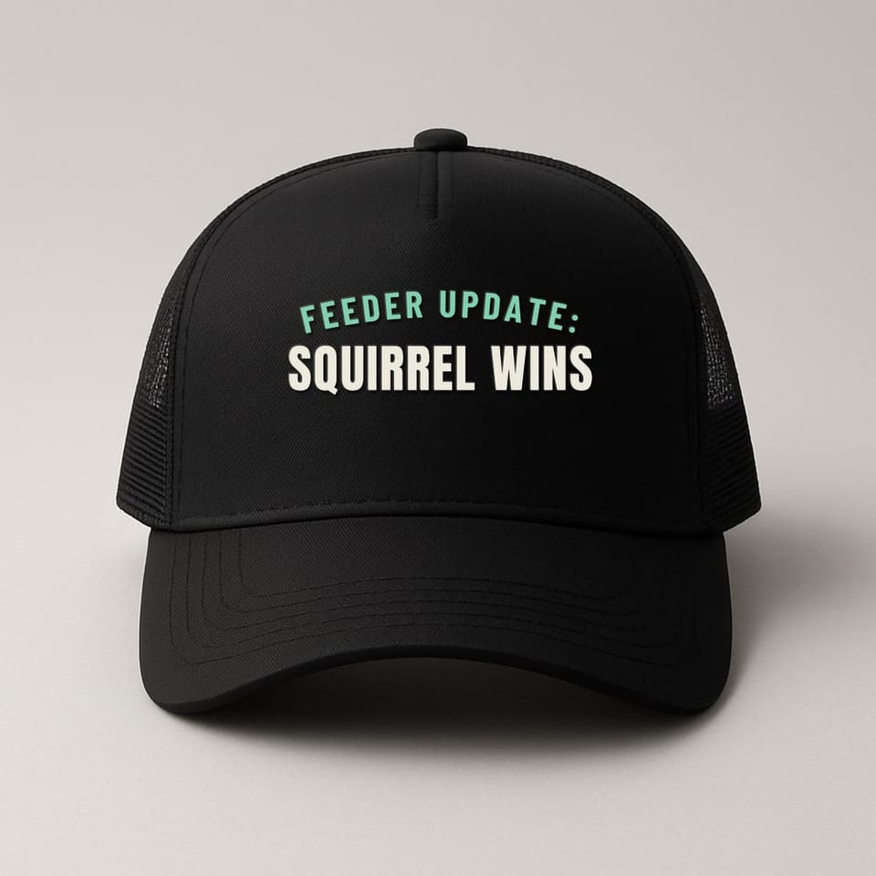 Squirrel Wins Again trucker hat, Black