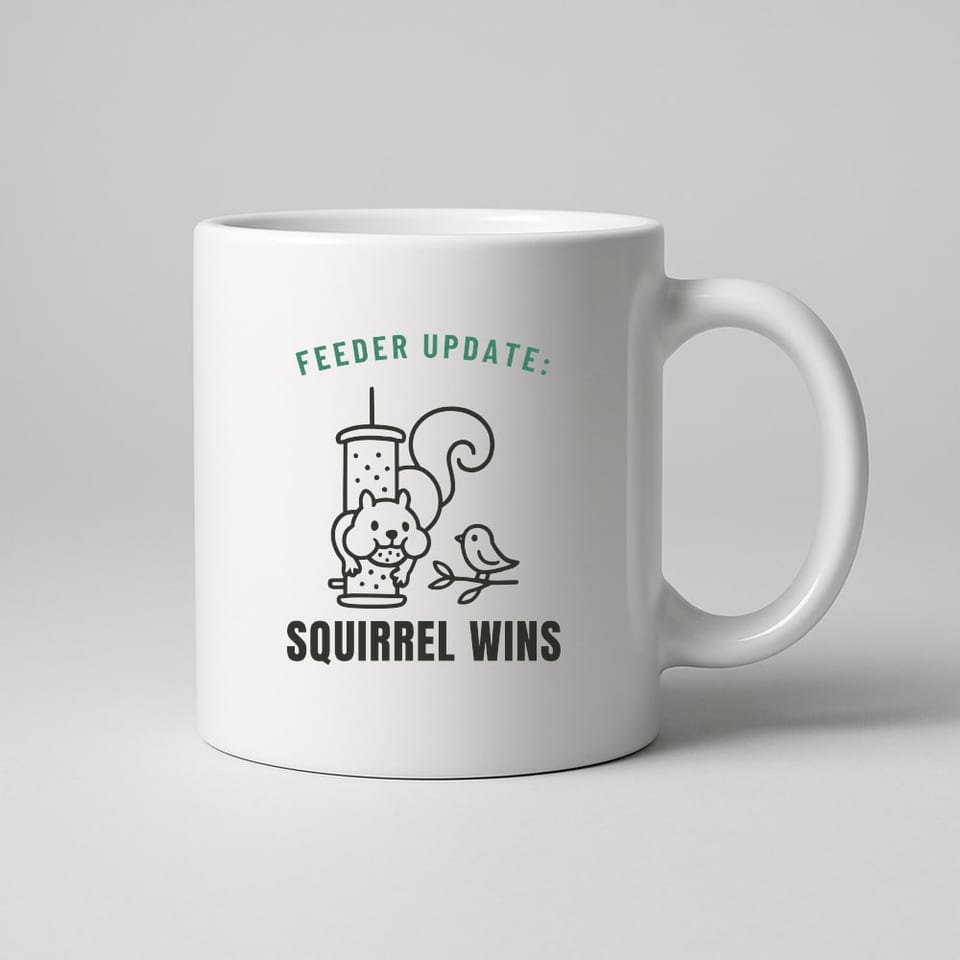 Squirrel Wins Again mug, White