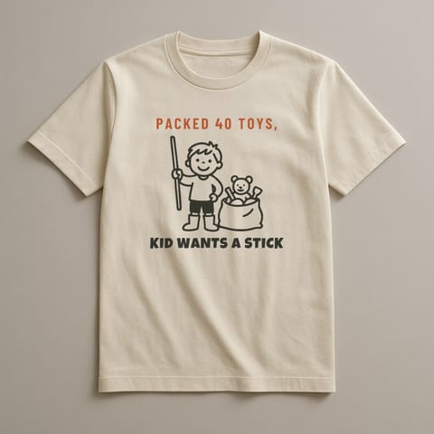 Stick Beats Every Toy tee, Natural