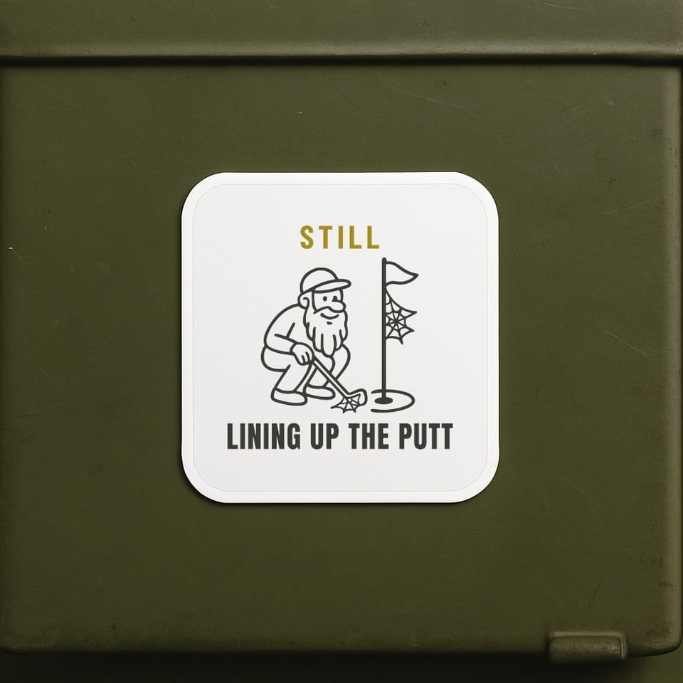 Still Lining Up the Putt sticker, White