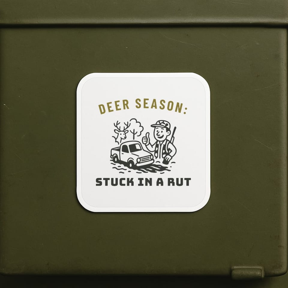 Stuck in a Rut sticker, White