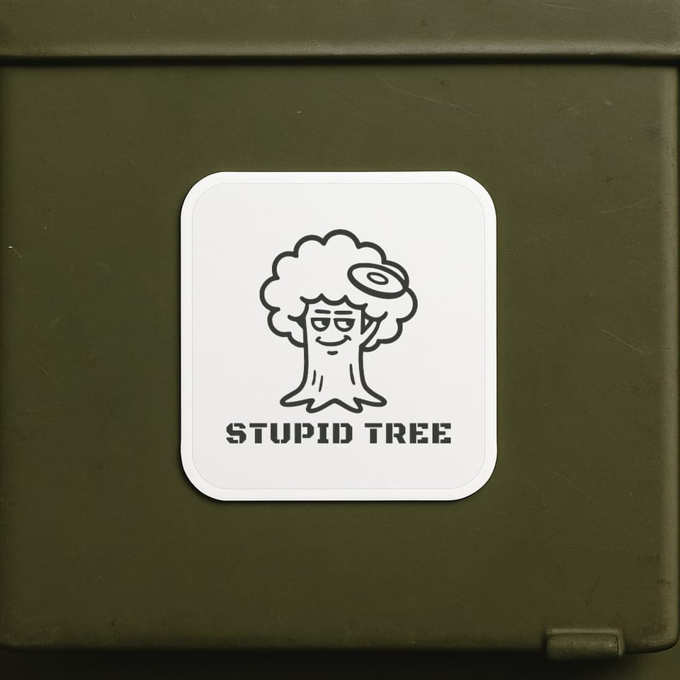 Stupid Tree sticker, White
