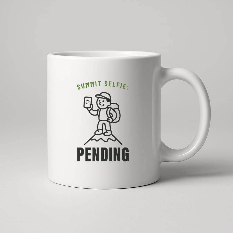 Summit Selfie: Pending mug, White
