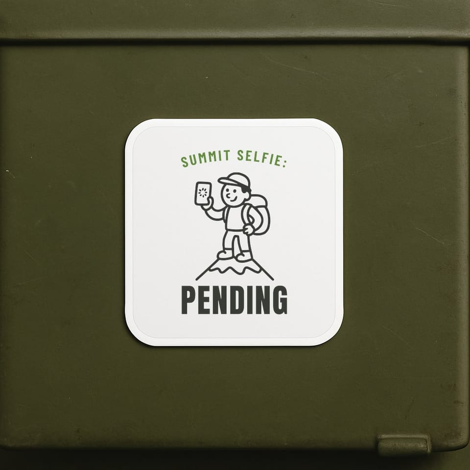Summit Selfie: Pending sticker, White