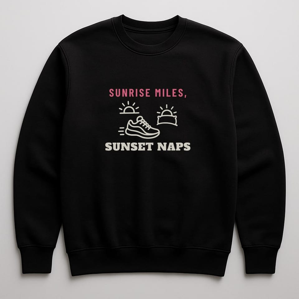 Sunrise Miles, Sunset Naps sweatshirt, Black