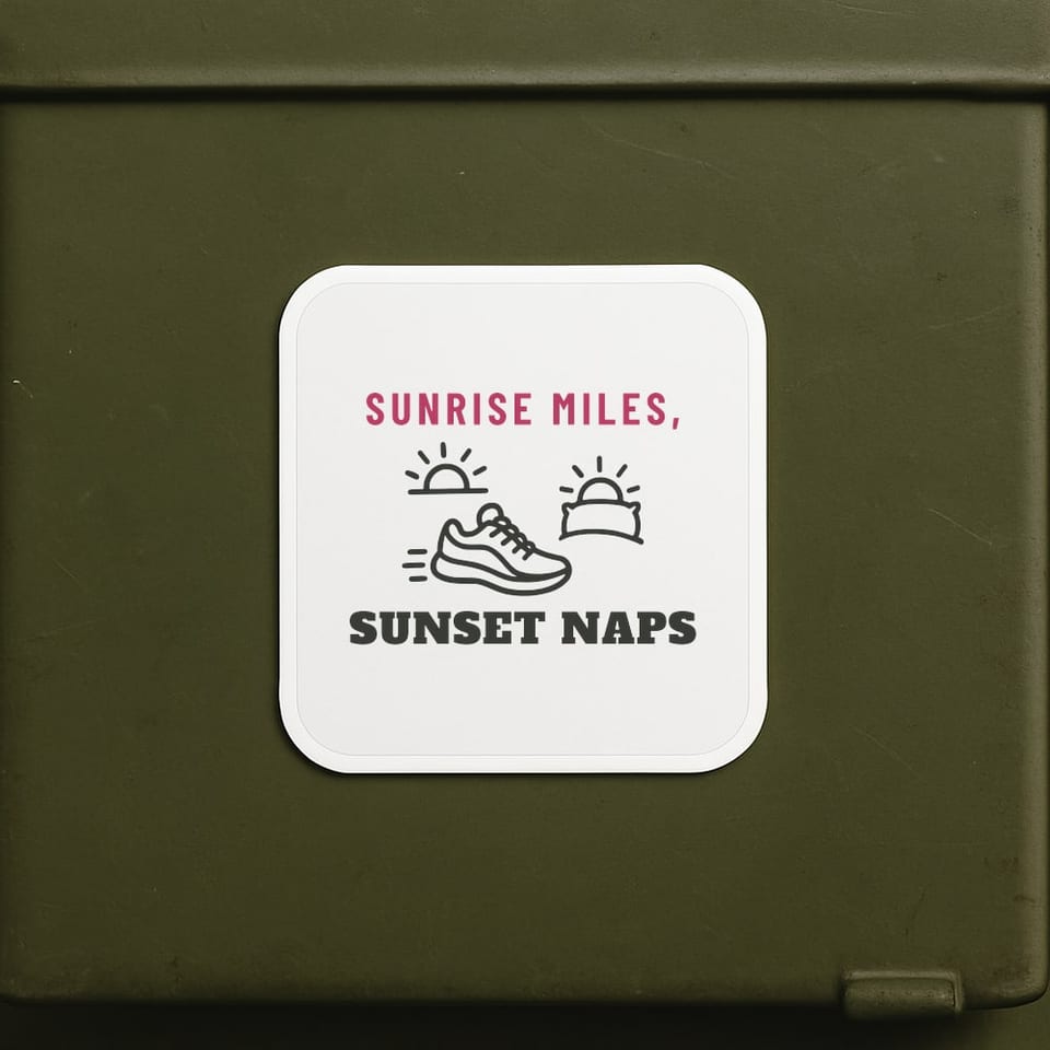 Sunrise Miles, Sunset Naps sticker, White