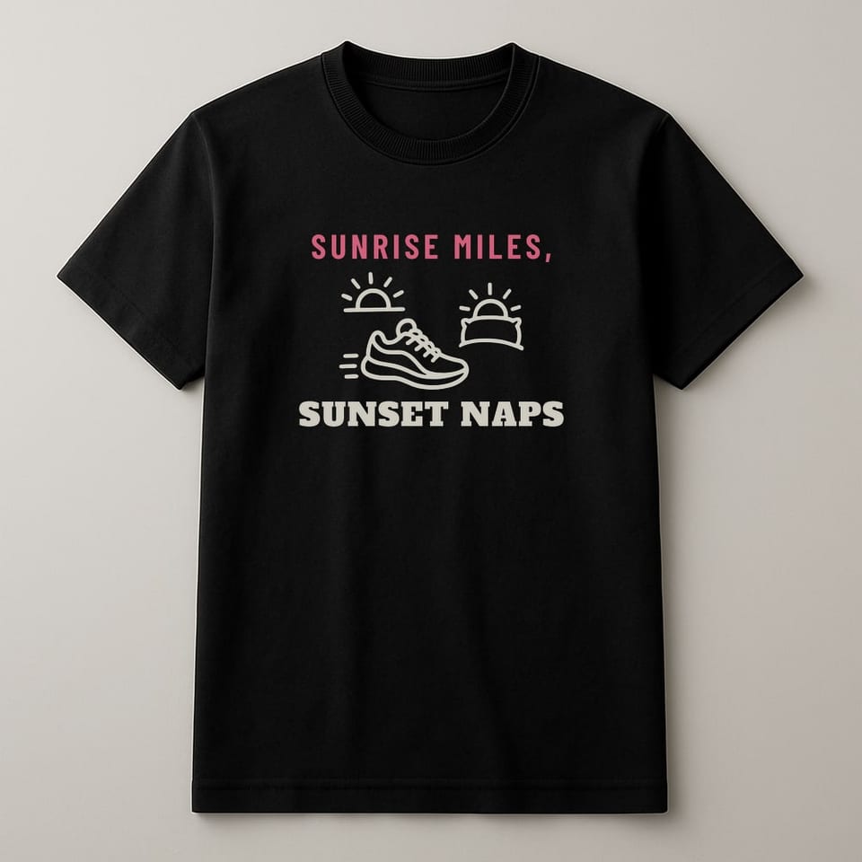 Sunrise Miles, Sunset Naps tee, Black