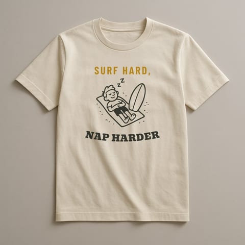 Surf Hard, Nap Harder tee, Natural