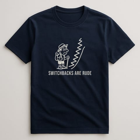 Switchbacks Are Rude tee, Navy