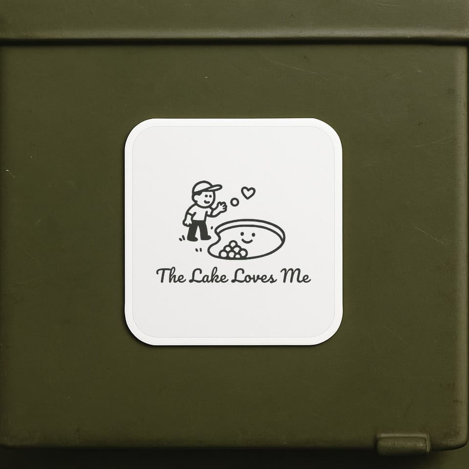 The Lake Loves Me sticker, White