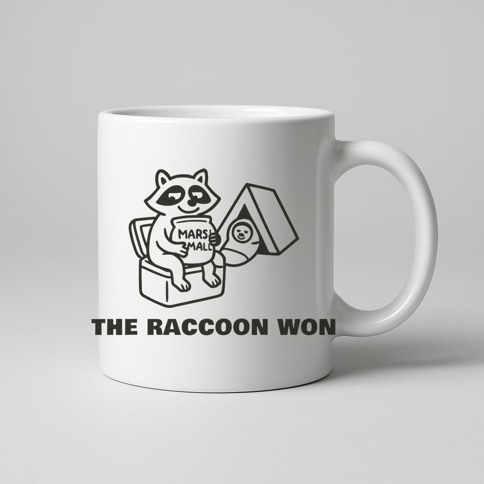 The Raccoon Won mug, White