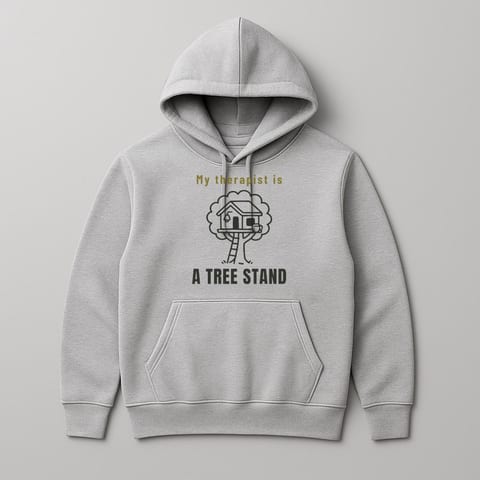 My Therapist Is a Tree Stand hoodie, Sport Grey