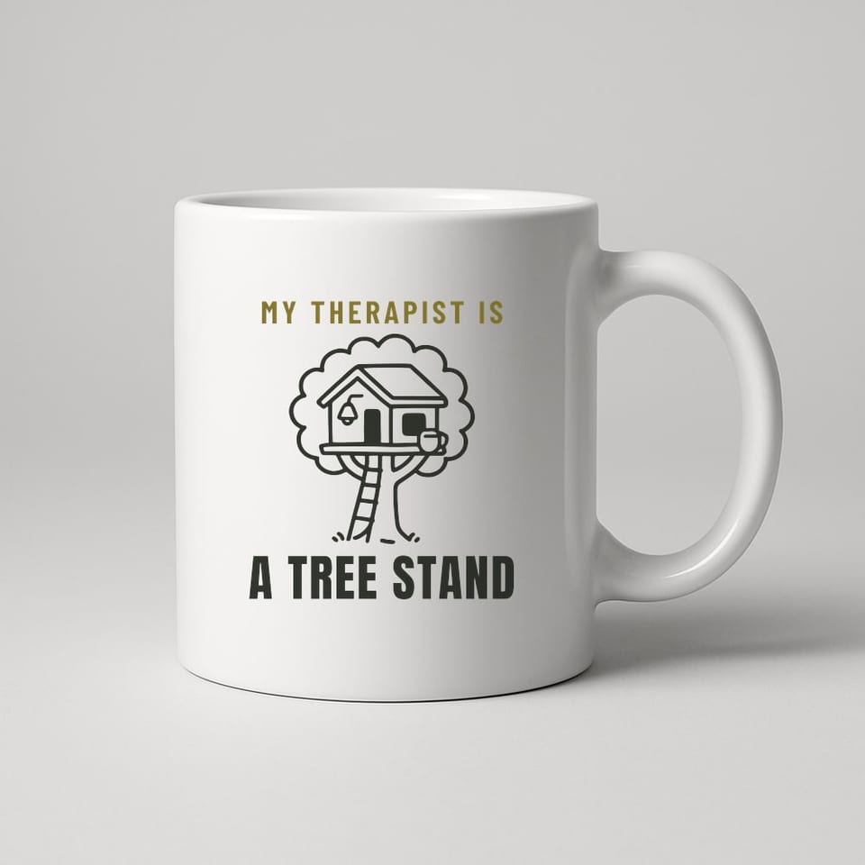 My Therapist Is a Tree Stand mug, White