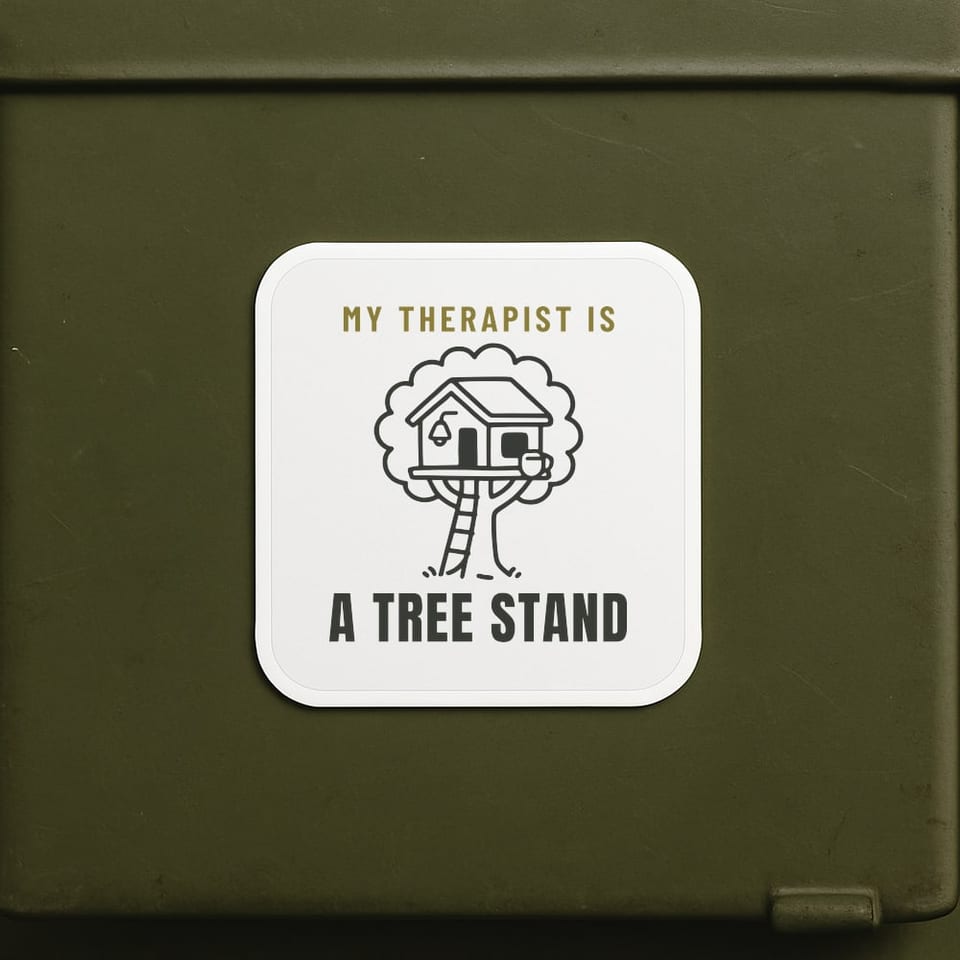 My Therapist Is a Tree Stand sticker, White