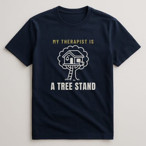 My Therapist Is a Tree Stand tee, Navy