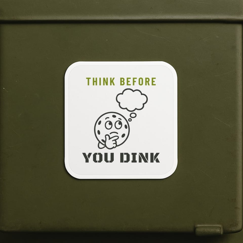 Think Before You Dink sticker, White