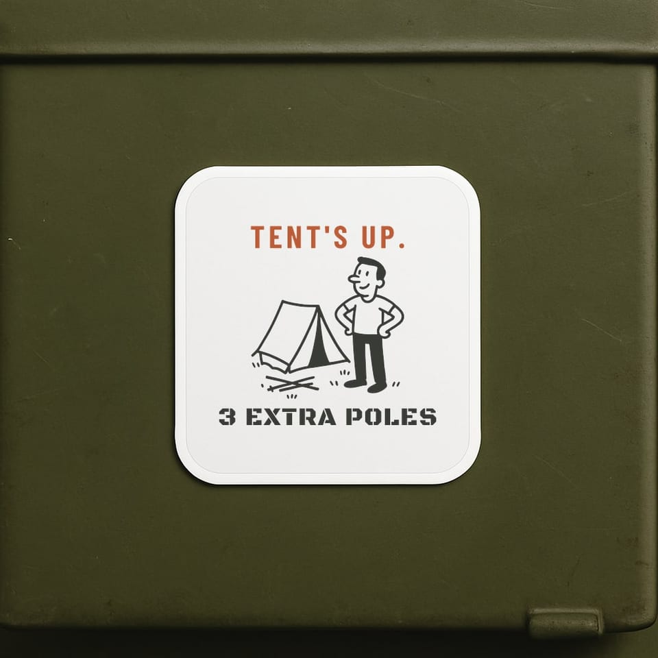 Three Extra Poles sticker, White