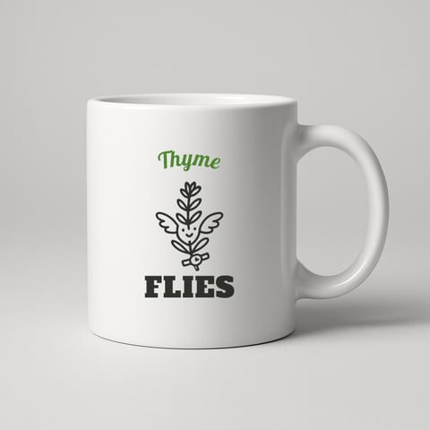 Thyme Flies mug, White