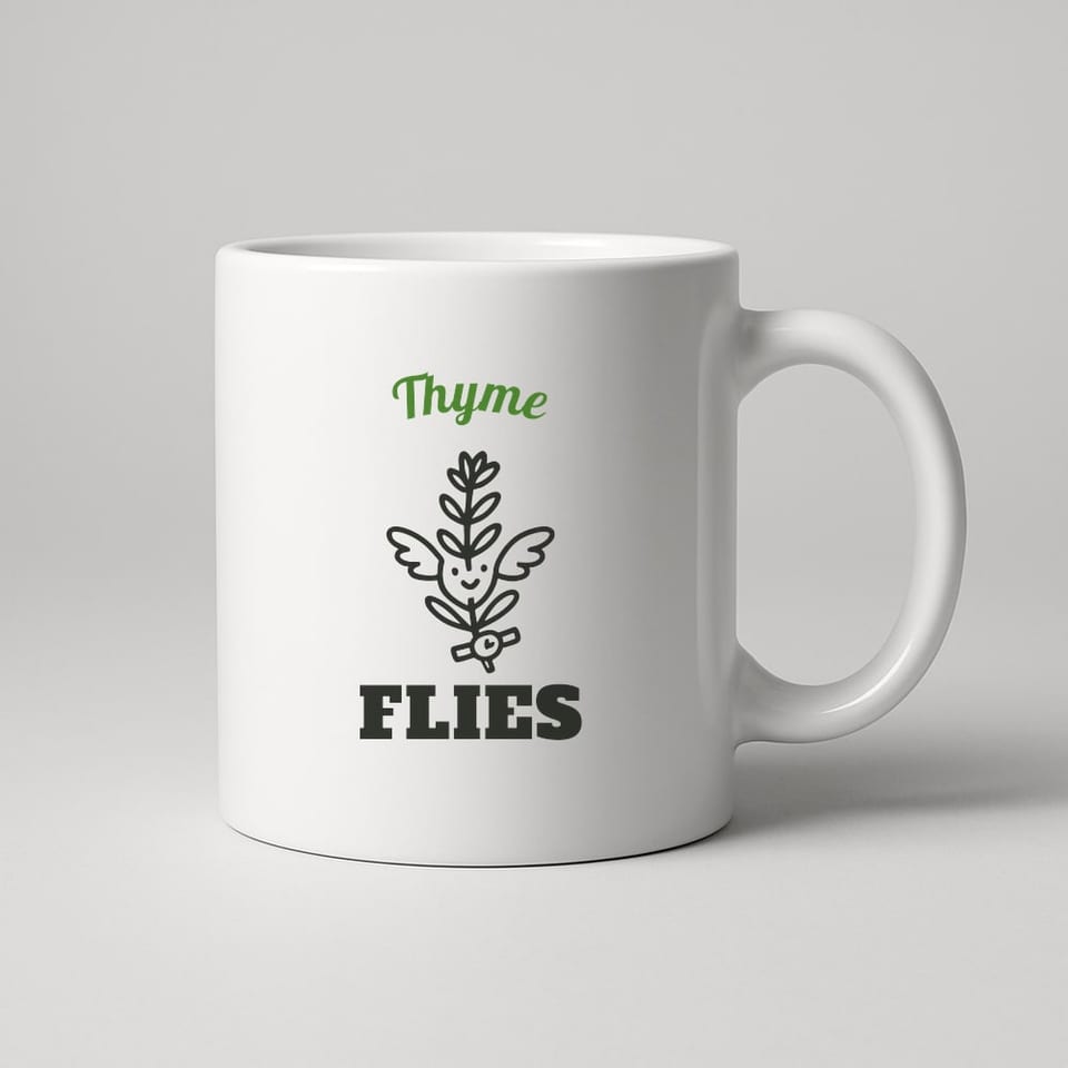 Thyme Flies mug, White