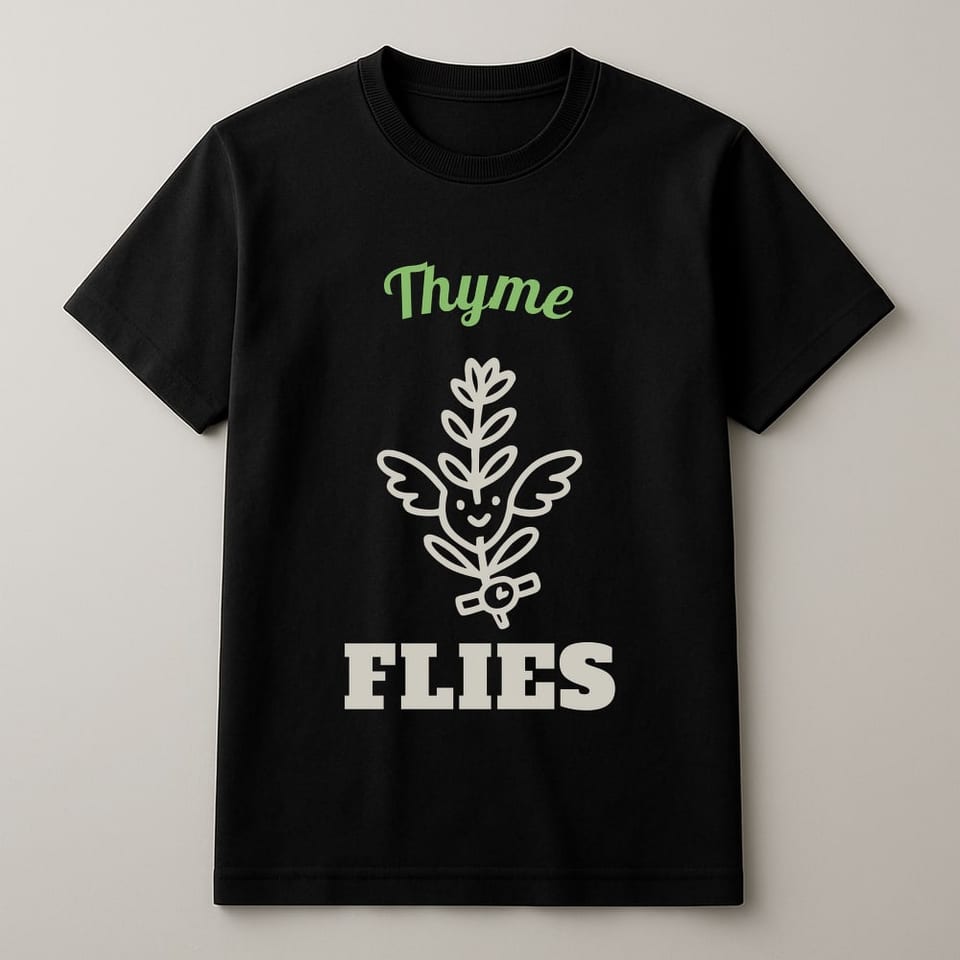Thyme Flies tee, Black