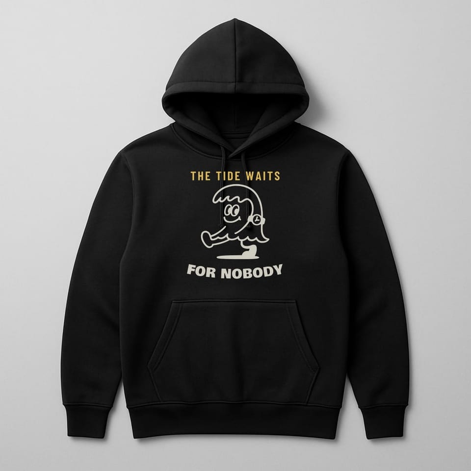 The Tide Waits for Nobody hoodie, Black
