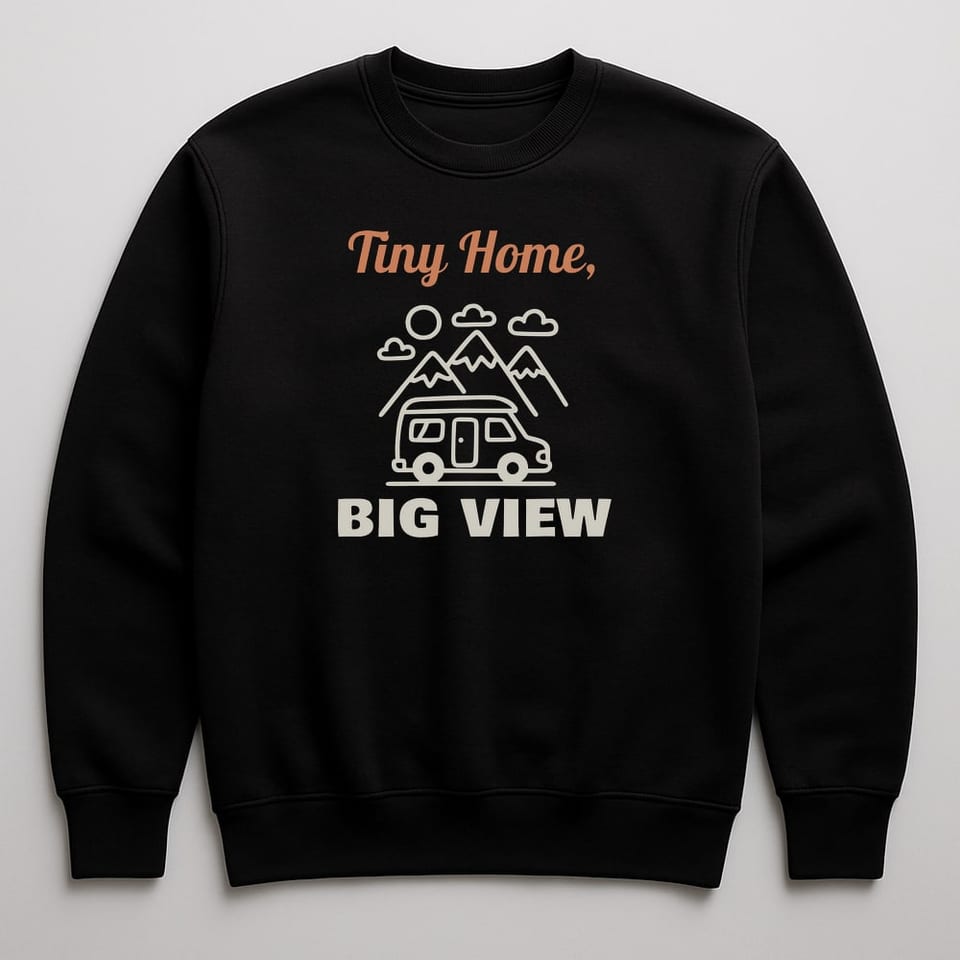 Tiny Home, Big View sweatshirt, Black