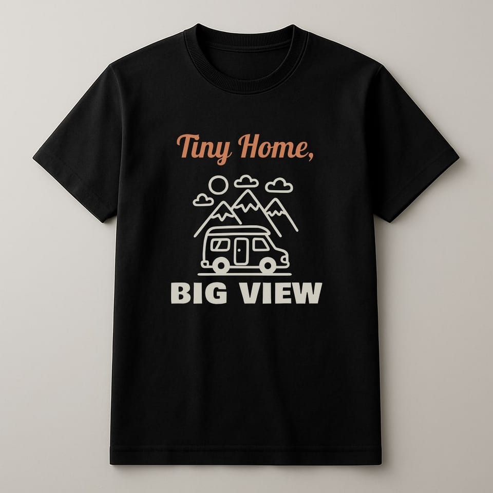 Tiny Home, Big View tee, Black